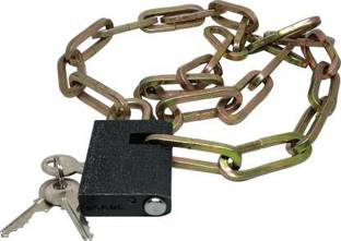 APNA KANHA Heavy Metal Chain with One Medium Size Lock for Travel Luggage Safety, Bike, Cycle Cycle Lock