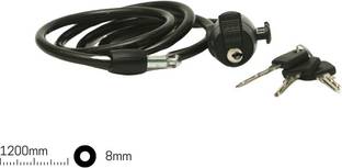 Calibr CALIBRE Cable Lock: 8mm*1.2m (4ft) High-Strength Steel, with 3 Brass Keys. Cycle Lock