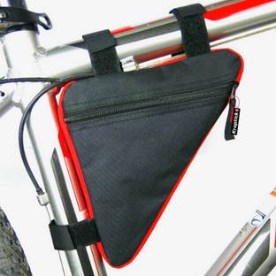 KRAPTICK Cycle Bike Bag in Triangle shape, Bicycle Frame Bag (Black Red) Bicycle Phone Holder