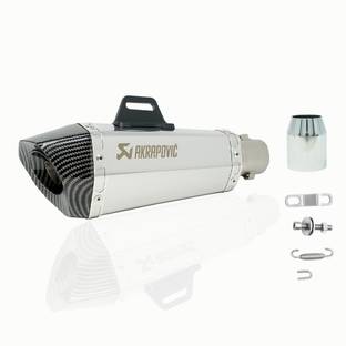 Vagary Silver Universal Hexa Cut Akrapovic Exhaust With DB Killer Universal For Bike Universal For Bike Full Exhaust System