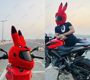 SRPHERE Piikachuu Design Bunny Helmet Cover for Full Helmet -Red Bike Fairing Kit