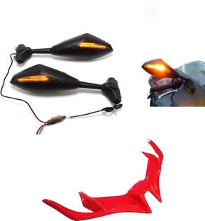Gogna Mart Rearview Side Mirrors with LED Turn Signal Indicator R15 V3 + r15 v3 winglet red Bike Fairing Kit