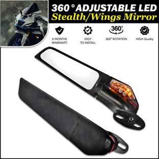 MIKANIX 360° Adjustable Moto GP LED Stealth Wings Rear View Mirror For Ninja All Models Bike Fairing Kit