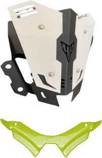 Gogna Mart mt 15 CNC short double color visor black/white Bike and mt 15 winglet green Bike Fairing Kit