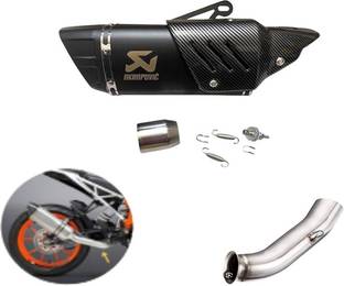 Gogna Mart Universal R9 Bike Exhaust AKRAPOVIC Black and KTM MID BEND PIPE Bike Fairing Kit