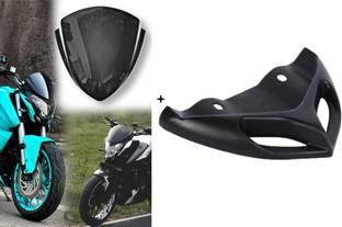 VermsBikers Winglet for Dominar 400 & 250 (Matte Black)+Dominar Visor Premium Quality Black Bike Fairing Kit