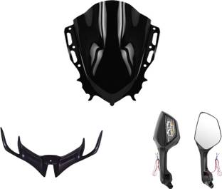 Gogna Mart yamaha r15 v4 visor , v3 winglet black and r6 mirror for bike Bike Fairing Kit