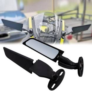 VermsBikers Universal Motorcycle Mirror Wing Adjustable Rotating Rearview Mirror (Black) Bike Fairing Kit
