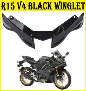 HALLOWS NEW Winglet For Yamaha R15 V4 Bike_(Black) Bike Fairing Kit
