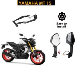 Gogna Mart Adjustable Rear View Side Mirror Indicator , mt 15 lever protector carbon black Bike Fairing Kit
