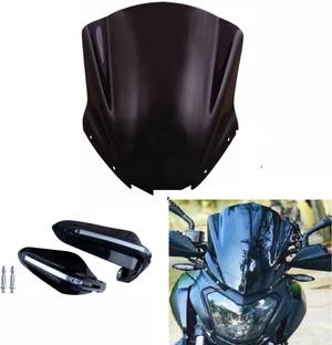 Gogna Mart Visor Wind Deflectors for Bajaj Dominar 400 and led hand guard (BLACK) Bike Fairing Kit