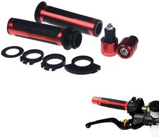 Vagary Barracuda Handle Grip with Metal Handlebar Ends (Red) Handle Bar Grip For Universal For Bike Universal For Bike