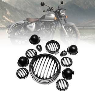 Moto Genius Headlight Grill / Jali Cover with Tail Lamp, Indicator, Eyes Set For Reborn 350 Bike Headlight Grill