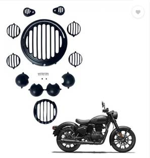 GRILLO MetaL Headlight Grill / Jail Lamp, Indicator, Eyes for Reborn 350Jali Cover Set Bike Headlight Grill