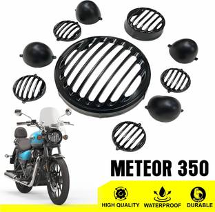 Moto Genius Meteor 350 Bike Headlight Grill / Jali Cover with Tail Lamp, Indicator Grill Set Bike Headlight Grill