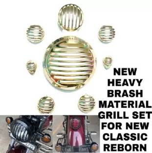 Golden Fox NEW CLASSIC REBORN HEAVY BRASS MATERIAL GRILL SET Bike Headlight Grill