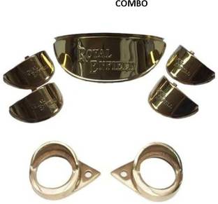 Golden Fox Head Light Indicator Shade Set With Pilot Lamp For RE Motorcycle Bike Headlight Grill