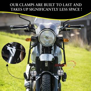 Moto Genius Himalayan, Interceptor Shocker Fog Light Clamp LED Bar Mount Holder Bracket Kit Bike Headlight Mount