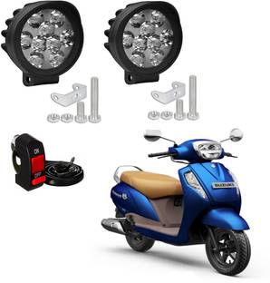 ROYAL AUTO MART Waterproof Round 9 LED Light for Bike & Scooty-L1_211 Headlight Motorbike LED for Suzuki (12 V, 15 W)