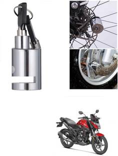 Znee Smart Heavy Duty Disc Brake Lock Anti Theft Stainless Steel 7mm Pin Wheel Locking Lock for Bike and Motorcycle (Chrome)_Disk_Round_Lock_For Honda Xblade Disc Lock