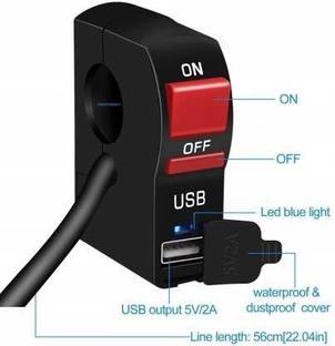 ULTRAWAY FABRICATOR- New Multi-Function Motorcycle USB ,Handle Switch Assembly ( 1 Set) 2 A Bike Mobile Charger