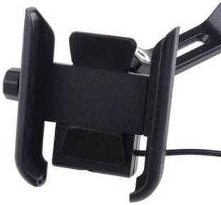 meenu arts CNC MOBILE HOLDER WITH Charger With 360 Degree Rotation Mirror Fitting 7 A Bike Mobile Charger