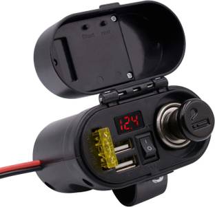 AutoPowerz Motorcycle Handlebar Charger with Cigarette Lighter Socket 2 A Bike Mobile Charger