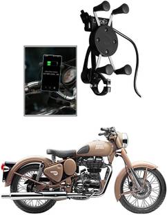 Enfield Works MultiFunctional Mobile Holder with USB Charger Mototrcycle Mobile Holder EW-150 2.1 A Bike Mobile Charger