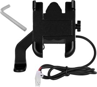 Alchiko Metal C-2 Mobile Holder 360 Degree Rotating with Charging Slot for Smartphones Bike Mobile Holder