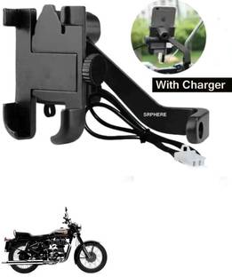 SRPHERE Aluminum Alloy C2 Waterproof bike mobile holder With Charger For Bullet 350 Bike Mobile Holder