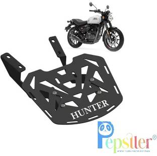 Pepstter Heavy Back Rack with Carrier Backrest for Royal Enfield Hunter 350 Black एकल बाइक सीट कवर Royal Enfield Bullet  के लिए