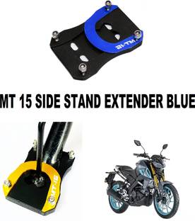 SRPHERE MT 15 Stainless Steel Side Stand Extender/Stand Pad Compatible Blue Bike Side Stand