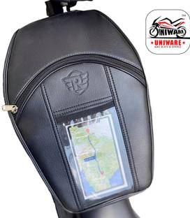 Uniware Leather Scratch Proof Mobile Touch Pocket & GPS Map View Tank Cover/Tank Bag Strap Royal Enfield Classic 350, Classic 500, Classic Desert Storm, Electra Bike Tank Cover