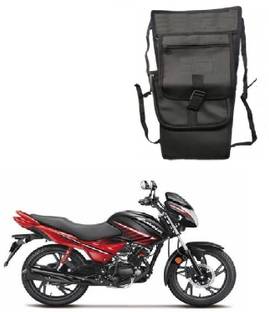 ASESOMECREATION TCP Plain Black Tank Cover Plain-4 Strap Hero Glamour Bike Tank Cover