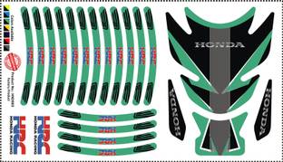 Golden Fox MULTICOLOR 3D CUSTOMIZED HONDA COMBO TANK PAD BLACK AND GREEN Bike Tank Pad