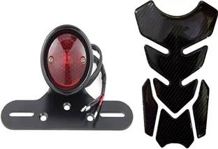 acube mart Tank Pad 7D 7DCF-1 stickers + RED Brake Tail Rear Light 12V Cafe Racer Motorbike Bike Tank Pad