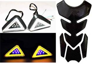 acube mart Tank Pad 7D 7DCF-1 sticker+Triangle Drl Flush Mount Colour blue DRL tank sticker Bike Tank Pad