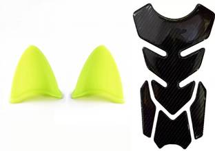 acube mart Tank Pad 7D 7DCF-1 stickers + Helmet Cat Ear Spike Self-adhesive for helmet neon Bike Tank Pad
