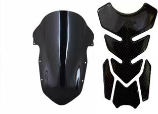 acube mart Tank Pad 7D 7DCF-1 stickers + pulsar 220 bubble DB visor Bike Tank Pad