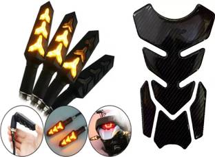 acube mart Tank Pad Sticker 7D 7DCF-1 stickers + daimond running indicator 4pc Bike Tank Pad