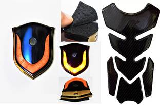 acube mart Tank Pad Sticker 7D 7DCF-1 stickers + Motorcycle Bike Helmet LED Light Bike Tank Pad
