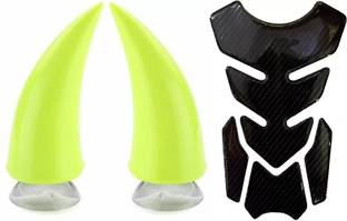 acube mart Tank Pad 7D 7DCF-1 stickers+Helmet horns sticker Riding neon green Bike Tank Pad