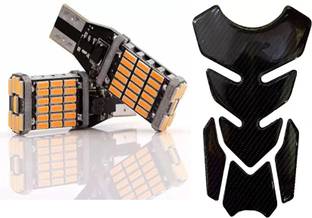 acube mart Tank Pad 7D 7DCF-1 stickers+Tvs Ntorq 45smd, T10/T15 Indicator Bulb Yellow 2pcs Bike Tank Pad