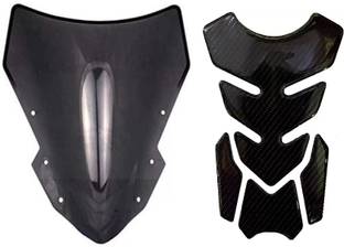 acube mart Tank Pad Sticker 7D 7DCF-1 stickers + universal bike visor big black Bike Tank Pad