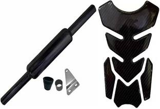 acube mart Tank Pad Sticker 7D 7DCF-1 stickers + Mini punjab silencer black Bike Tank Pad