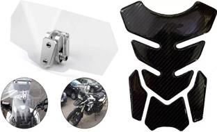 acube mart Tank Pad Sticker 7D 7DCF-1 + Motorcycle Windshield Adjustable Extension Bike Tank Pad