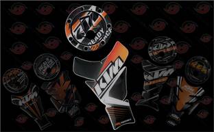 GraphixDesign KTM Tank Pad Keyring and Sticker for Duke/RC 125/200/390/250 Bike Tank Pad
