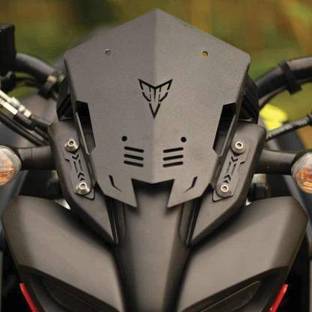 DAZZRIDE Heavy Quality Metal 2 in 1 Double Colour Visor for Yamaha MT15 (Black) Bike Windshield