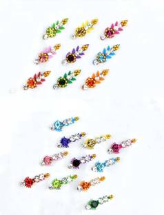 QUBIX Woman New Best Bindi Combo Pack 10 flaps stone colors. face Multicolor Bindis