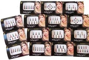 QUBIX New-FB64Best Bindi Combo Pack 15 flaps stone colors.... face Multicolor Bindis